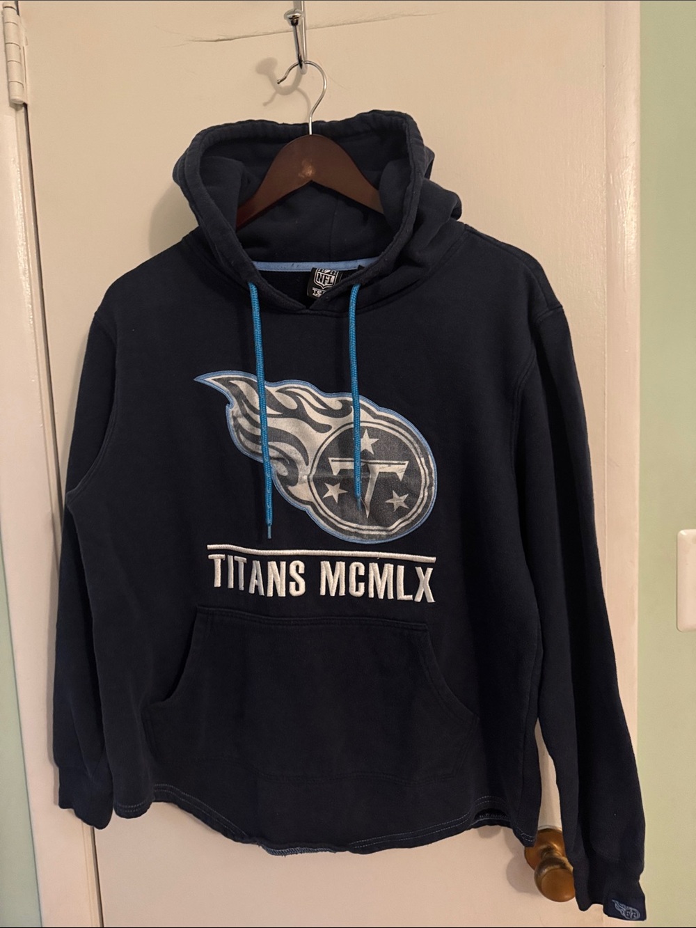 Navy Tennessee Titans Pullover Hoodie with Light Blue Accents